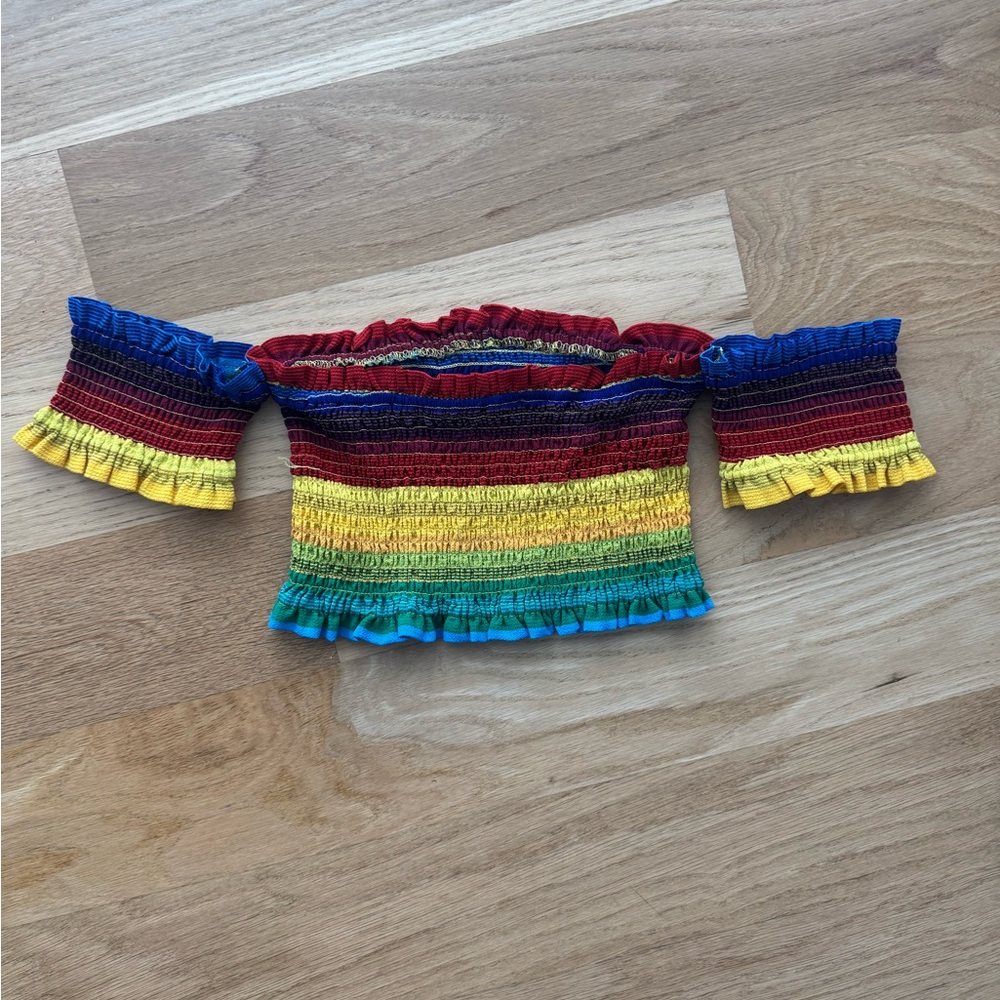 Forever 21 Multicolored  rainbow Smocked Top size Large
